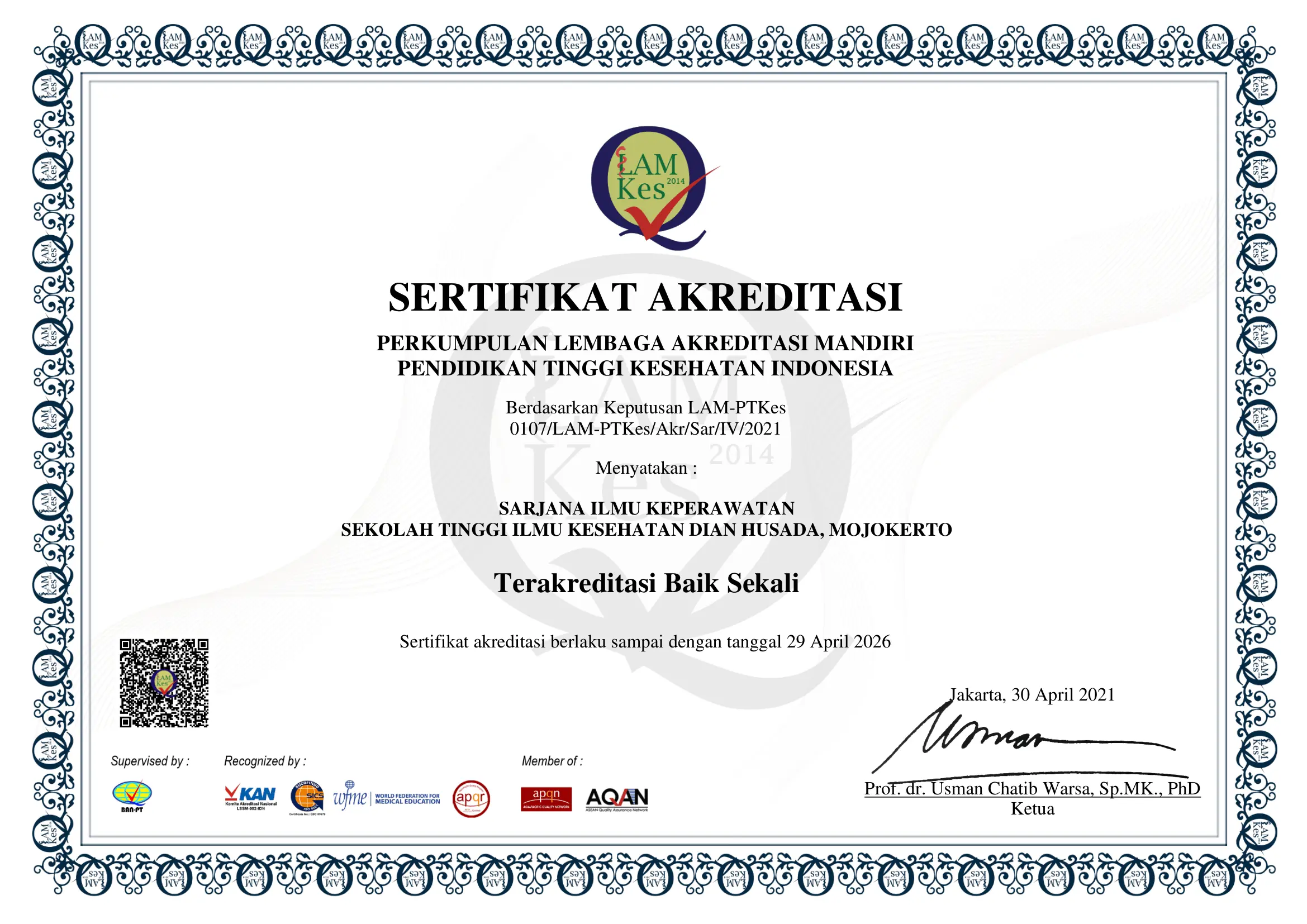 Sertifikat Akreditasi PSIK