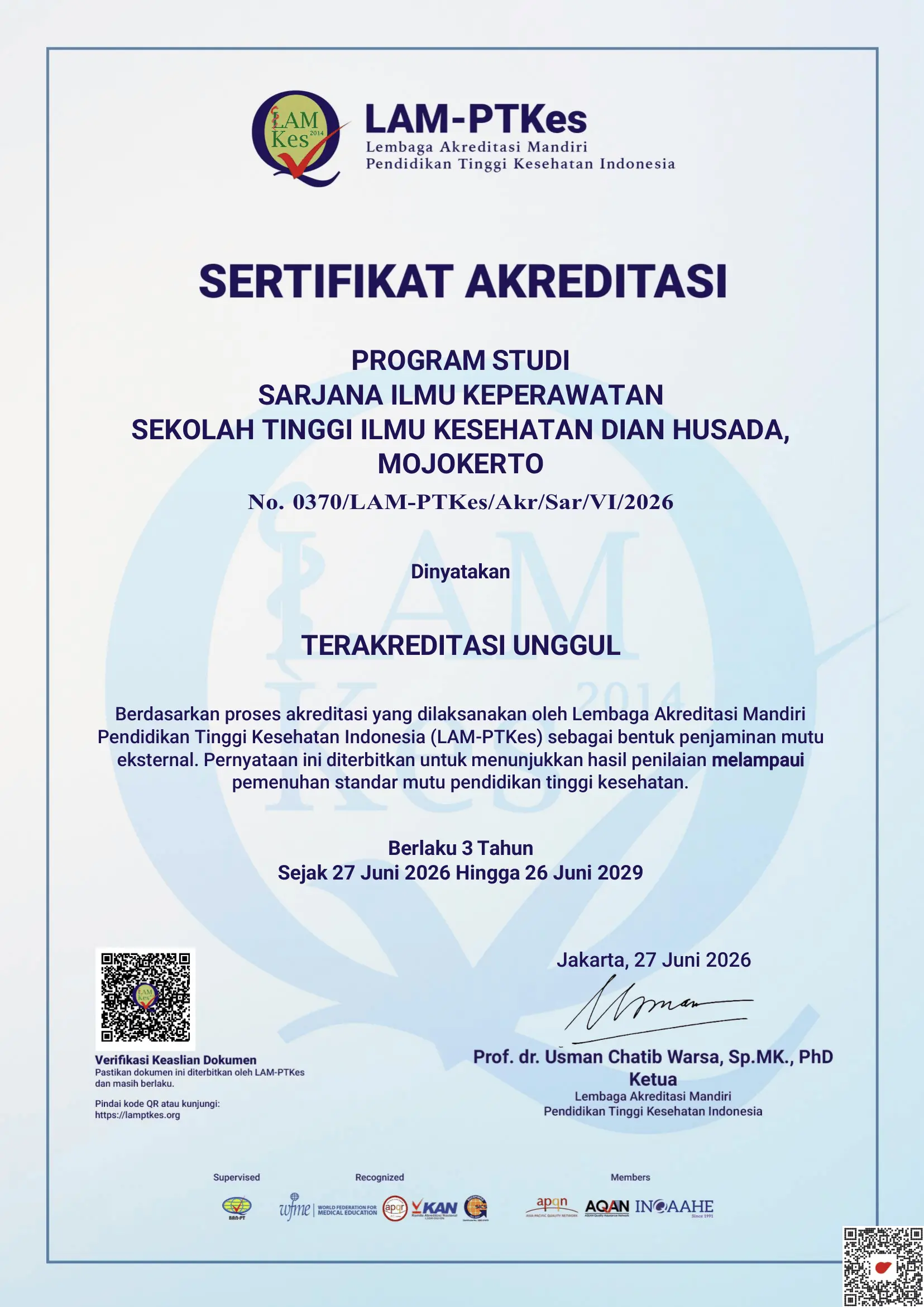 Sertifikat Akreditasi PSIK